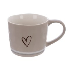 Hrnek porcelánový SRDCE 0,4 l béžová O0644-26 Dům, byt a zahrada
