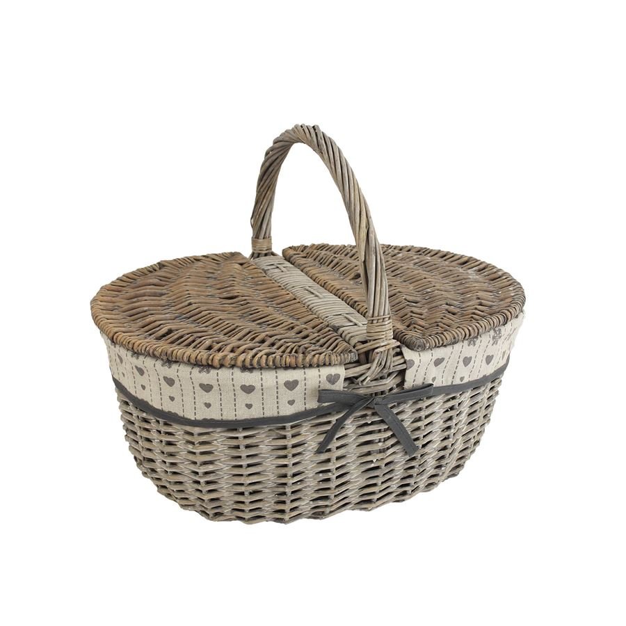 Umělé květiny, větvičky, pugety - Piknikové koše - Koš piknikový šedý P0867 Koš piknikový šedý P0867 - Piknikové koše