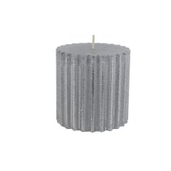 Metalická stříbrná svíčka válec 8 x 8 cm S0585-28