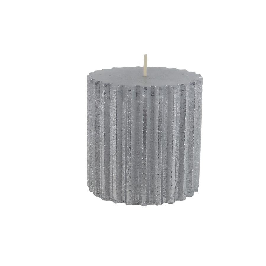 Metalická stříbrná svíčka válec 8 x 8 cm S0585-28 - Svíčky