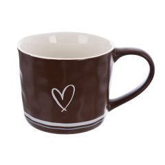 Dům, byt a zahrada - Hrnek porcelánový SRDCE 0,4 l hnědá O0644-18 Hrnek porcelánový SRDCE 0,4 l hnědá O0644-18