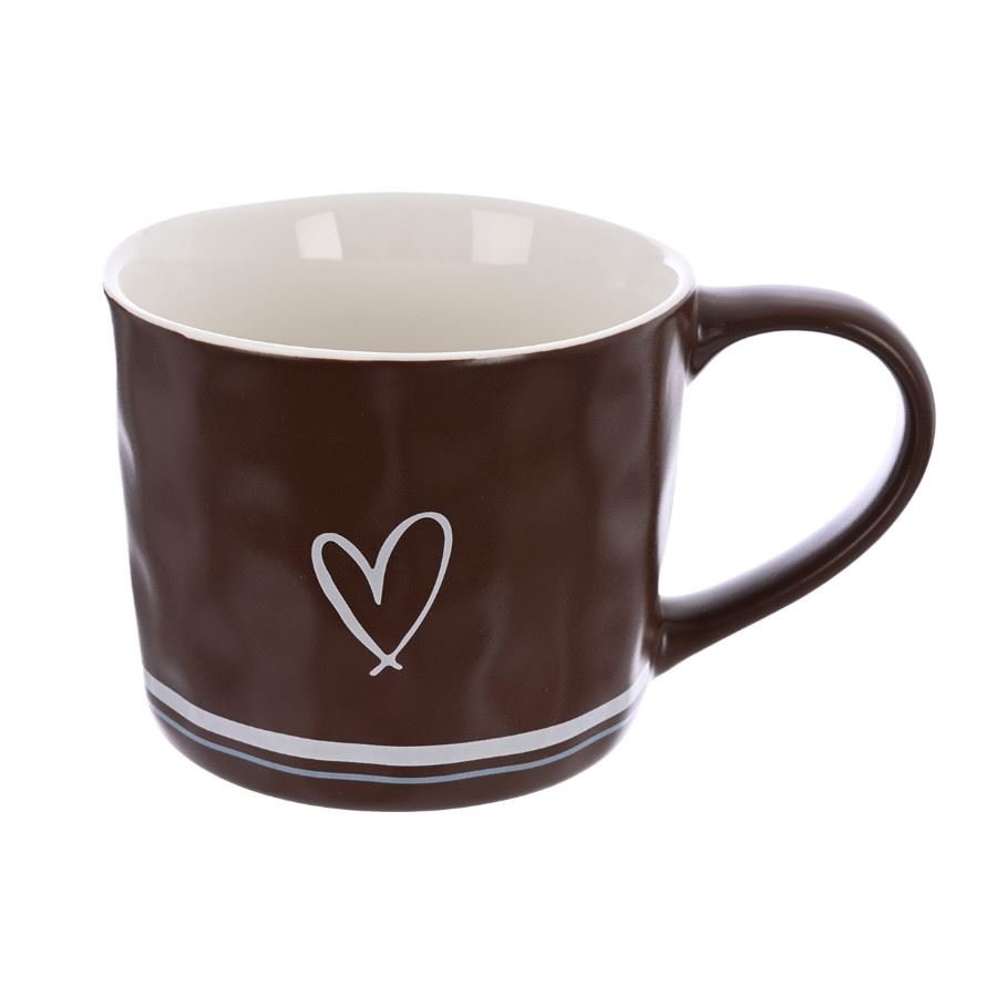 Dům, byt a zahrada - Hrnek porcelánový SRDCE 0,4 l hnědá O0644-18 Hrnek porcelánový SRDCE 0,4 l hnědá O0644-18 - Dům, byt a zahrada