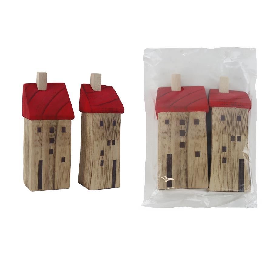 Krabičky, stojánky a zásobníky - Vánoční dekorace - Dekorace domeček 2 ks D8308-08 Dekorace domeček 2 ks D8308-08 - Vánoční dekorace