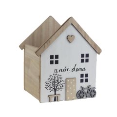 Dřevěný box domeček D6797 Dekorační vázy - Vánoční dekorace