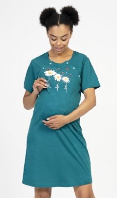 Dámská noční košile mateřská Kopretiny Kalhoty, baggy, nasrávačky - Ženy - Dámské noční košile - Kojící noční košile - Kojící noční košile s krátkým rukávem