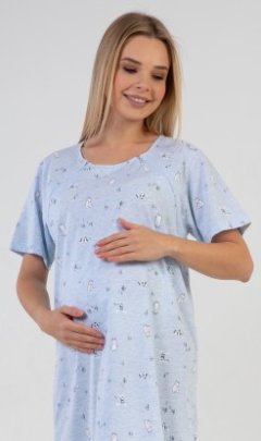 Dámská noční košile mateřská Winter Kalhoty, baggy, nasrávačky - Ženy - Dámské noční košile - Kojící noční košile - Kojící noční košile s krátkým rukávem