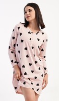 Dámská noční košile s dlouhým rukávem Srdce 1