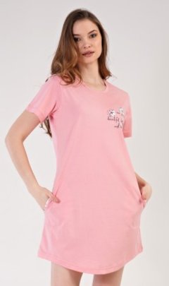 Dámské domácí šaty s krátkým rukávem Ellie Kalhoty, baggy, nasrávačky - Ženy - Dámské noční košile - Dámské noční košile s krátkým rukávem