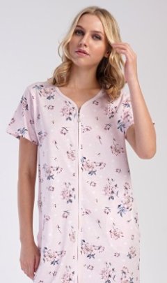 Dámské domácí šaty s krátkým rukávem Flora Pyžama a župany - Ženy - Dámské noční košile - Dámské noční košile s krátkým rukávem