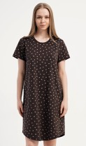 Dámské domácí šaty s krátkým rukávem Káva 13