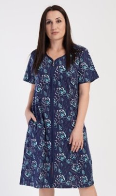 Dámské domácí šaty s krátkým rukávem Lekníny Pyžama a župany - Ženy - Dámské noční košile - Nadměrné dámské noční košile