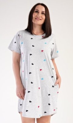 Dámské domácí šaty s krátkým rukávem Srdíčko Pyžama a župany - Ženy - Dámské noční košile - Nadměrné dámské noční košile