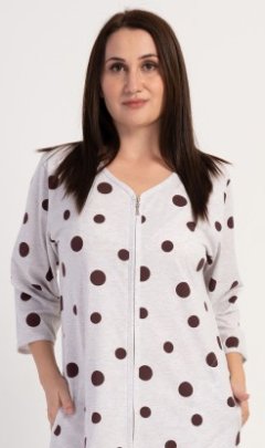 Dámské domácí šaty s tříčtvrtečním rukávem Puntík Pyžama a župany - Ženy - Dámské noční košile - Nadměrné dámské noční košile