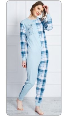 Dámský overal Méďa s čepicí Kalhoty, baggy, nasrávačky - Ženy - Dámská pyžama - Dámské overaly na spaní