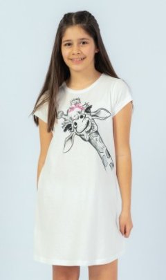 Dětská noční košile s krátkým rukávem Žirafa Pyžama a župany - Děti - Holky - Dívčí noční košile - Dívčí noční košile s krátkým rukávem