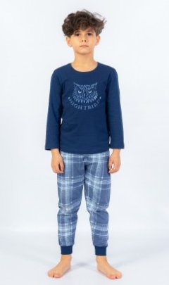 Dětské pyžamo dlouhé Sova Kalhoty, baggy, nasrávačky - Chlapecká pyžama - Chlapecká pyžama s dlouhým rukávem