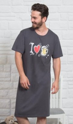 Pánská noční košile s krátkým rukávem I love beer Muži - Pánské noční košile - Nadměrné pánské noční košile