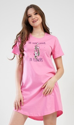 Dámská noční košile s krátkým rukávem Flowers - Dámské noční košile s krátkým rukávem
