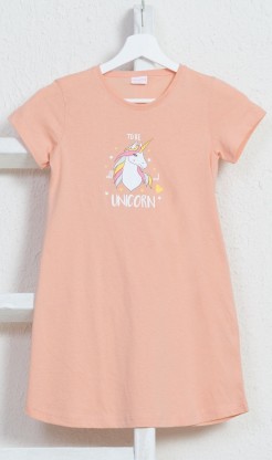 Dětská noční košile s krátkým rukávem Jednorožec - Dívčí noční košile s krátkým rukávem