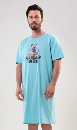 Pánská noční košile s krátkým rukávem Beer and bear - Pánské noční košile